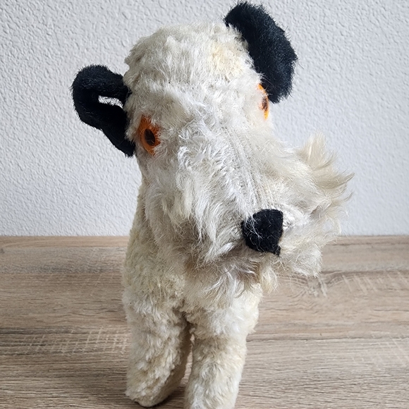 VINTAGE Plush Schnauzer Puppy Dog Black White Plush Stuffed Toy MCM 50s 60s - Picture 2 of 13